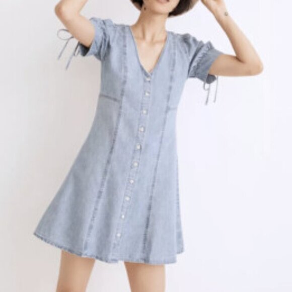 Madewell Blue Denim Button Front Dress - Picture 1 of 6